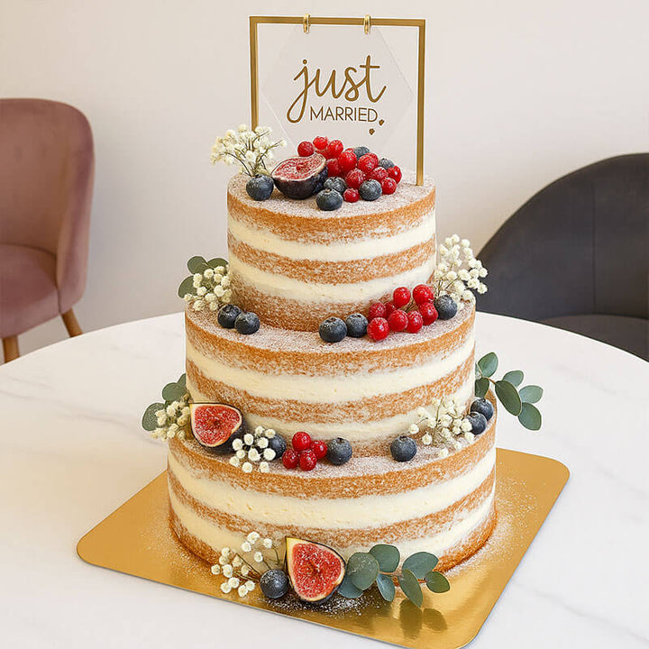 Gâteau de mariage 3 étages avec décorations & Topper - 65 personnes