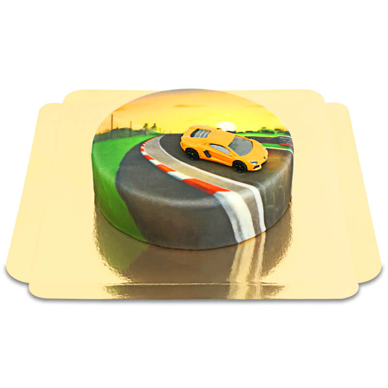 Lamborghini®-Spielzeugauto auf Torte