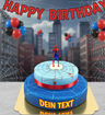 Gâteau Spiderman® et sa toile d'araignée avec ruban