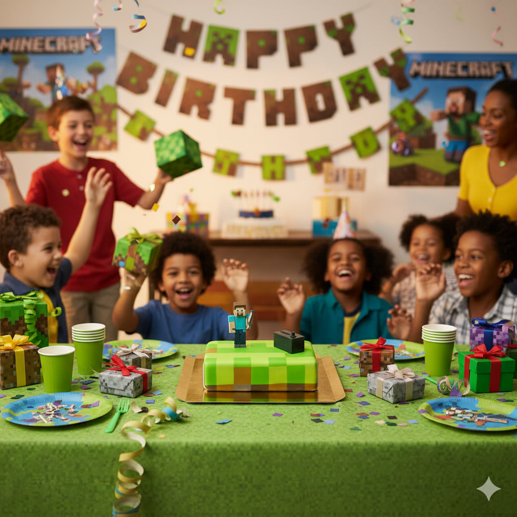 minecraft figur auf spielewelt-torte