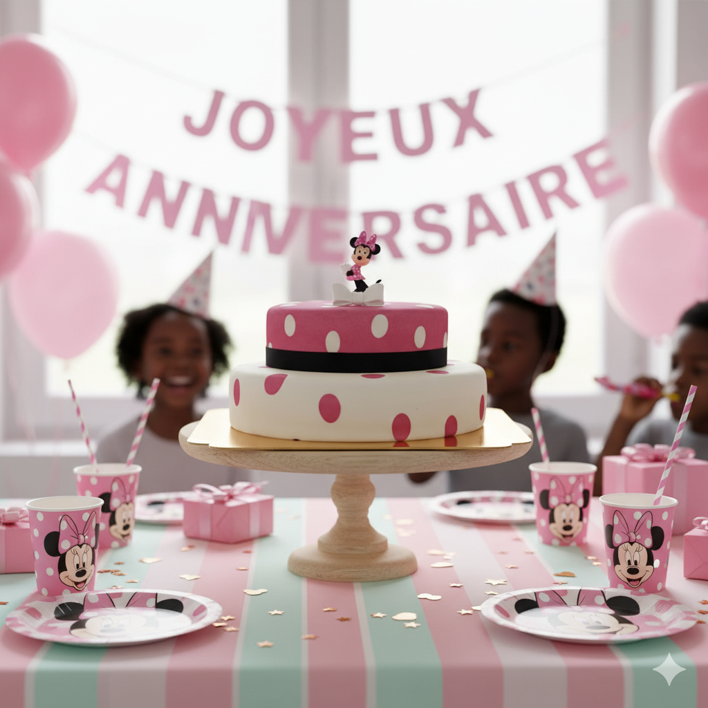 Minnie® la souris sur gâteau deux étages à pois