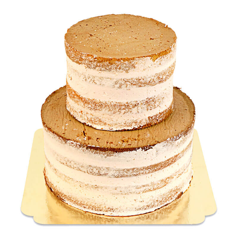 Naked Cake mariage Pêche - Fruit de la Passion avec croquant biscuits