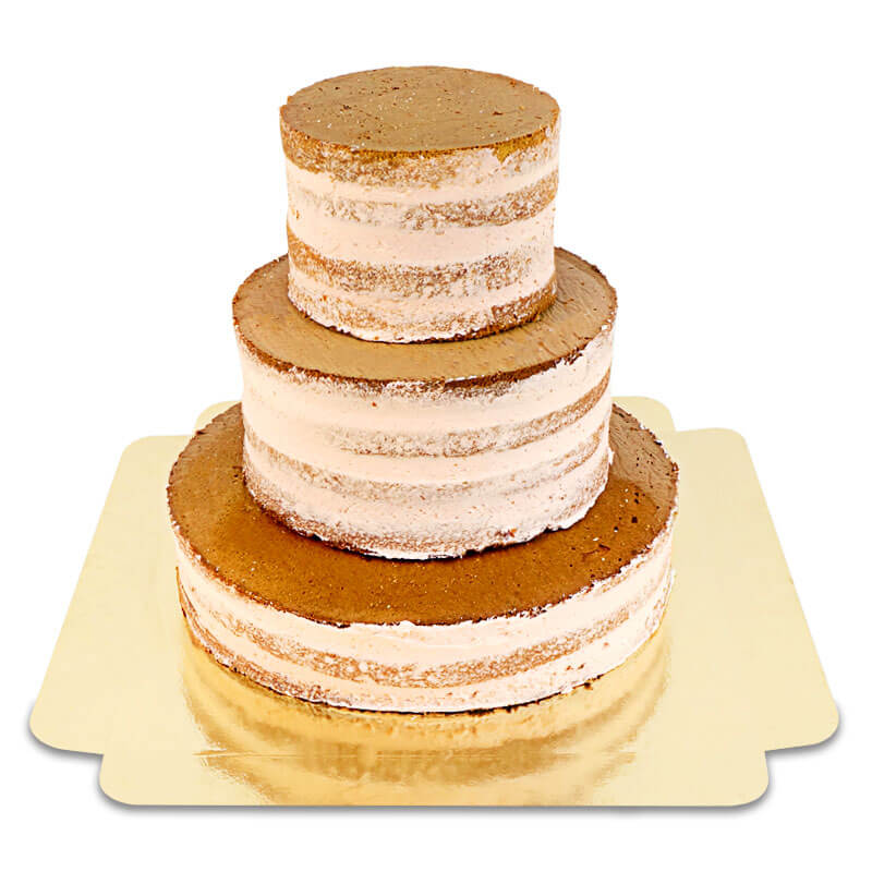 Naked Cake mariage Pêche - Fruit de la Passion avec croquant biscuits