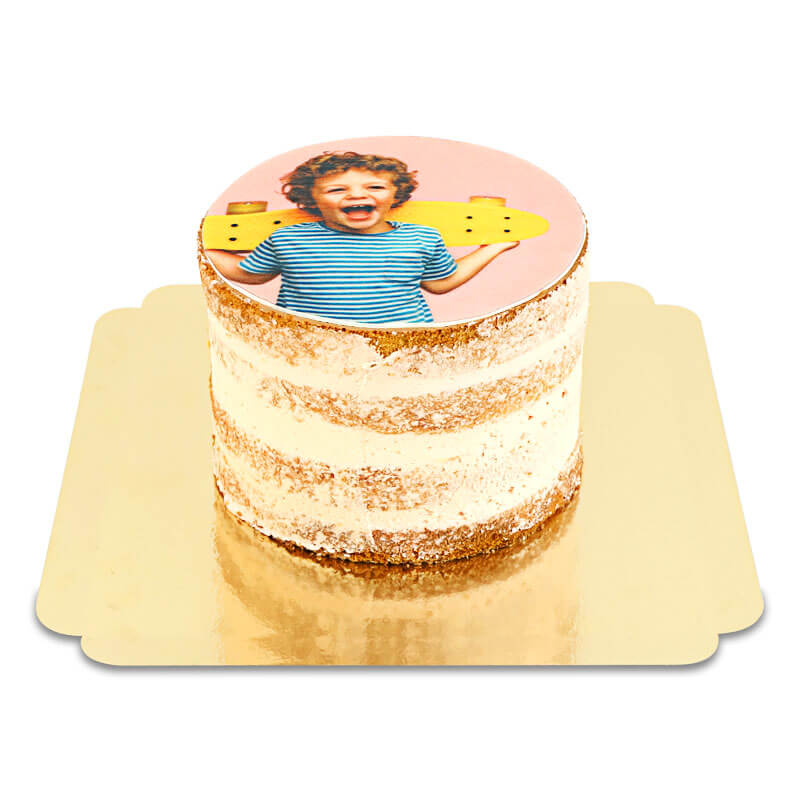 Naked Cake photo Pêche - Fruit de la Passion avec croquant biscuits