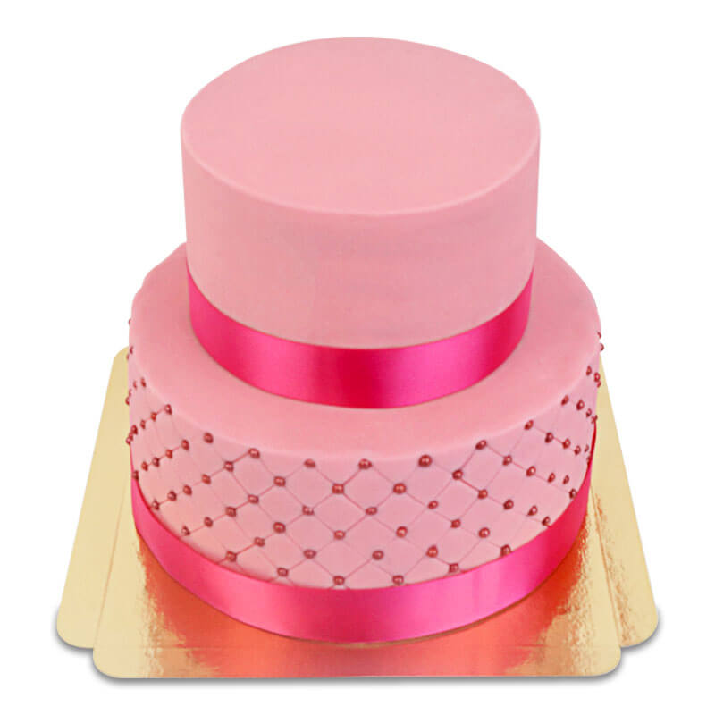 Gâteau de mariage rose avec perles en sucre