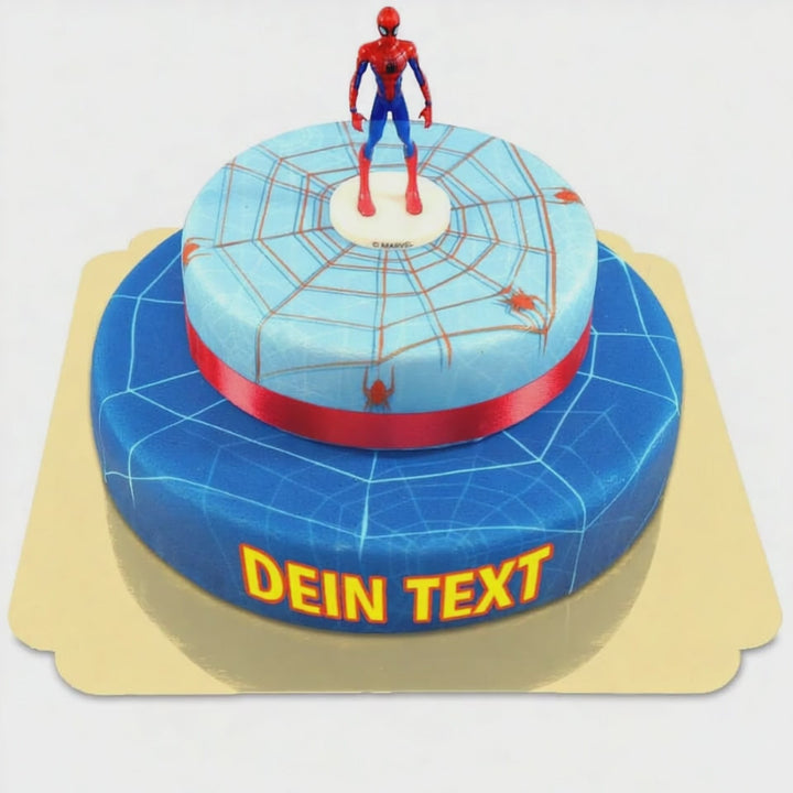 Gâteau Spiderman® et sa toile d'araignée avec ruban
