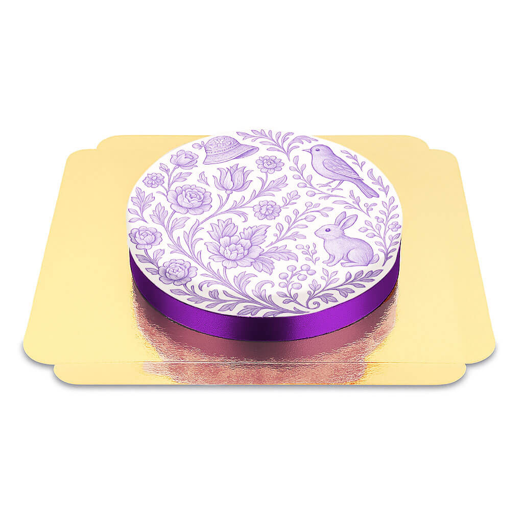 Gâteau motifs porcelaine lavande