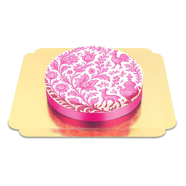 Gâteau motifs porcelaine rose