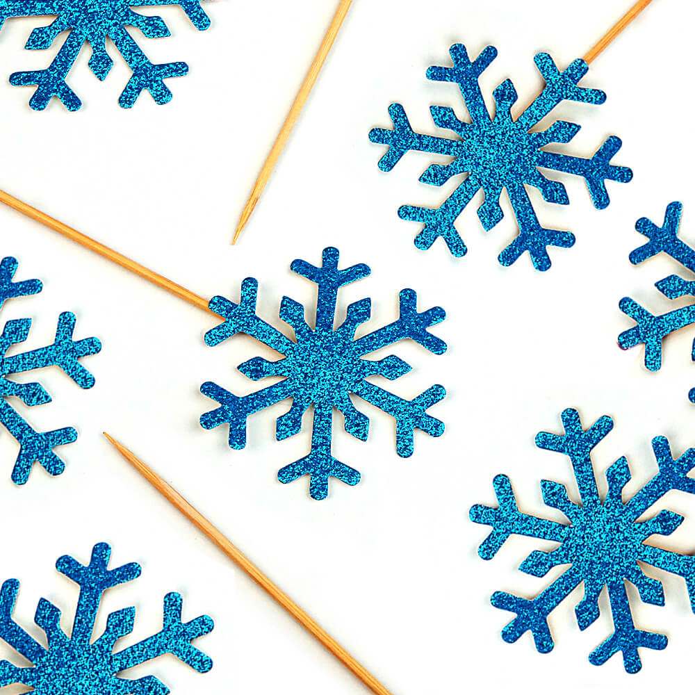 Cake-Topper « Flocons de neige » bleus