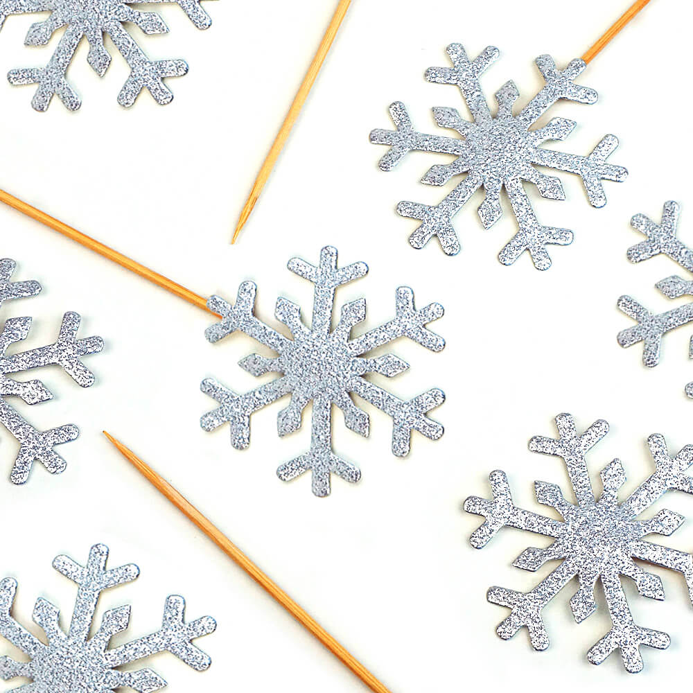 Cake-Topper « Flocons de neige » argentés