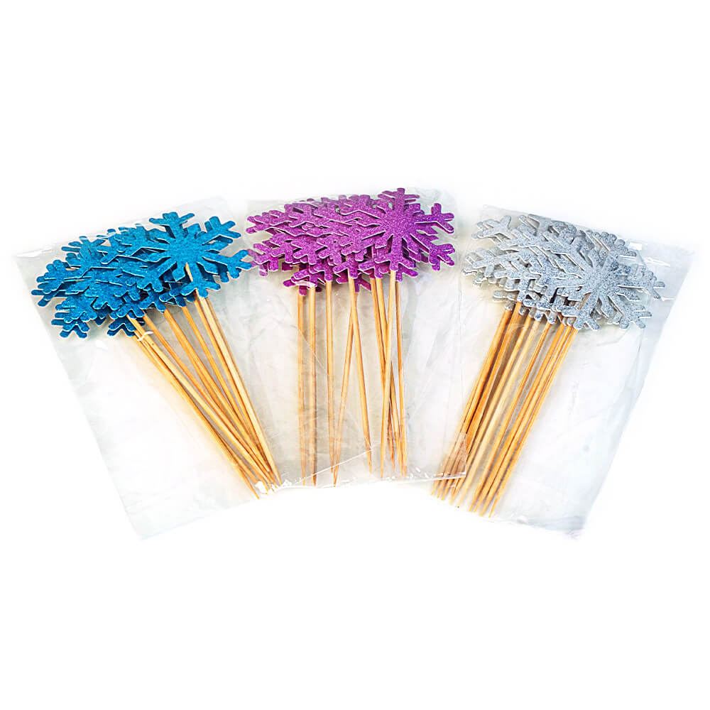 Cake-Topper « Flocons de neige » bleus