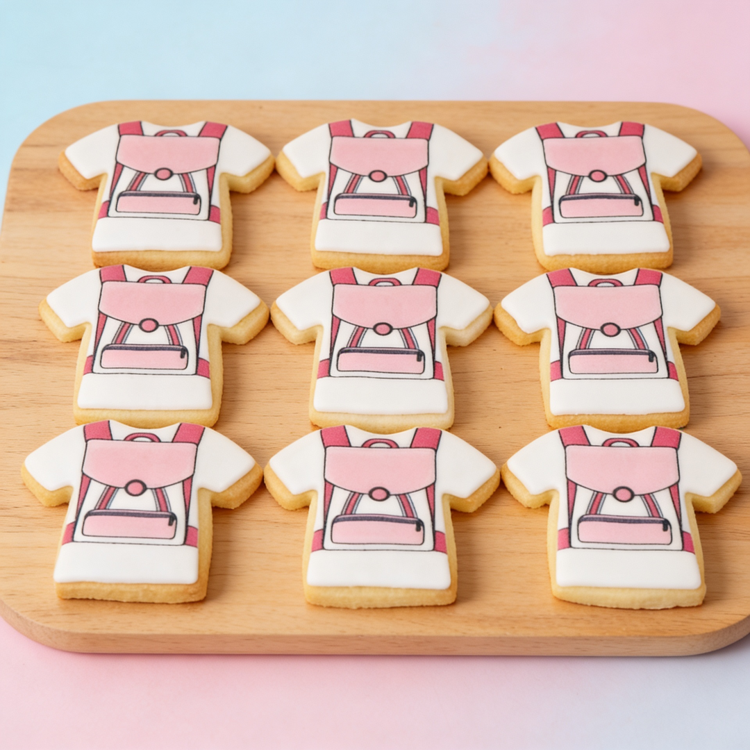 Biscuits cartables roses (12 pièces)