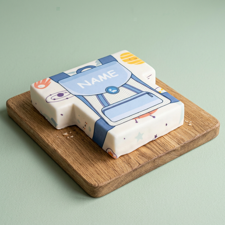 Gâteau sac d'école bleu