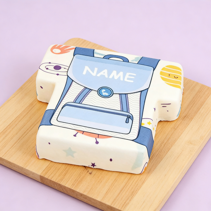 Gâteau sac d'école bleu