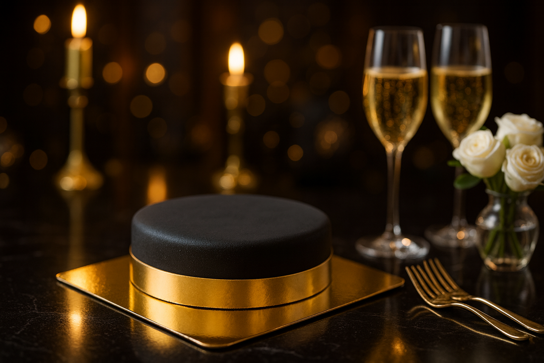 Gâteau noir avec ruban