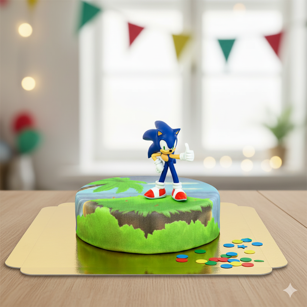 Figurine Sonic® sur gâteau île