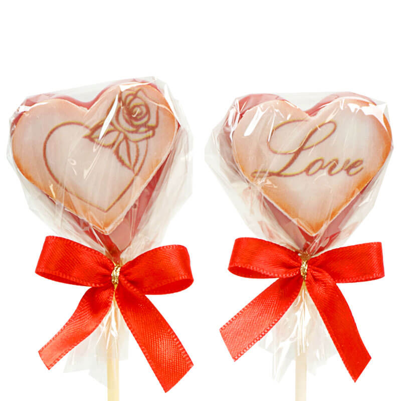 Cake-Pops Saint Valentin rouges en forme de cœur (12 pièces)