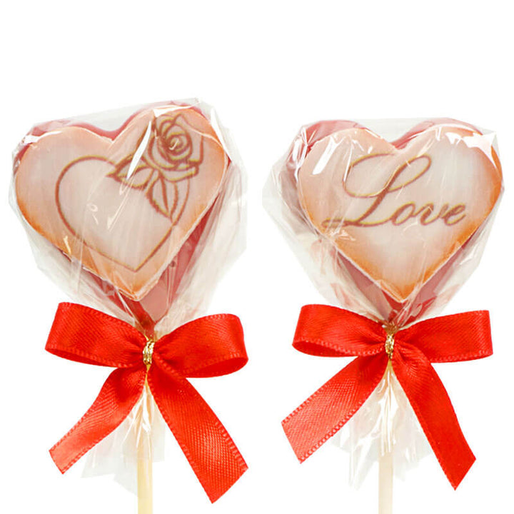 Cake-Pops Saint Valentin rouges en forme de cœur (12 pièces)