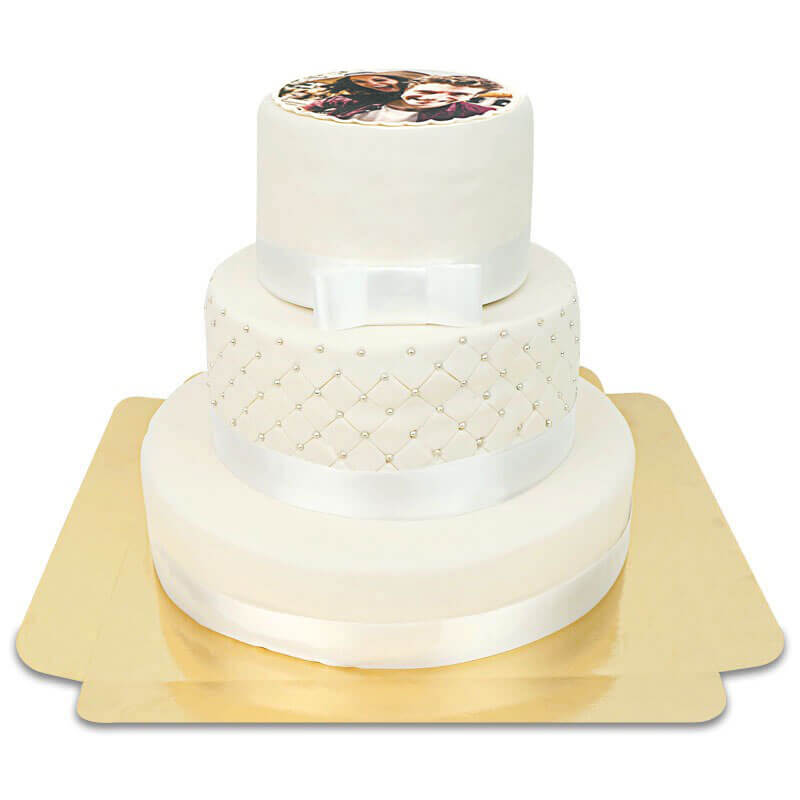 Gâteau de mariage blanc avec photo "White Wedding"