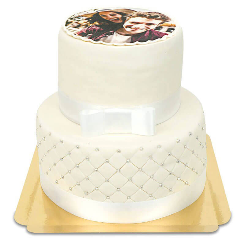 Gâteau de mariage blanc avec photo "White Wedding"