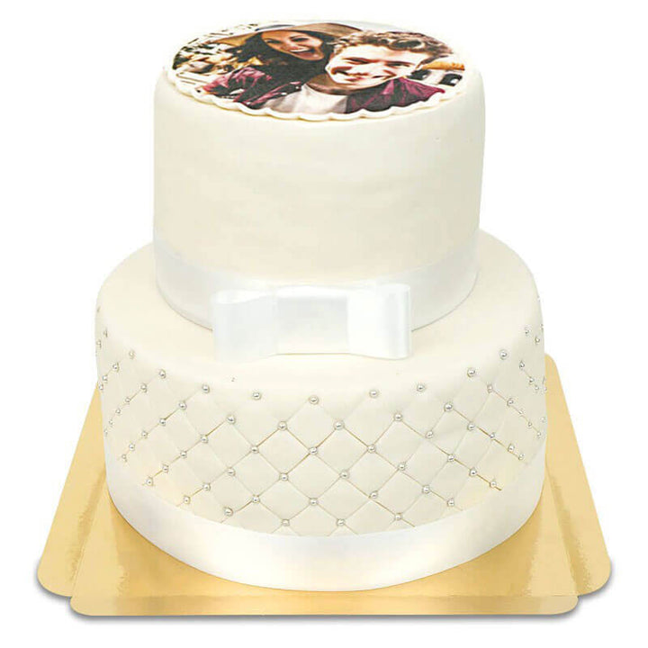 Gâteau de mariage blanc avec photo "White Wedding"