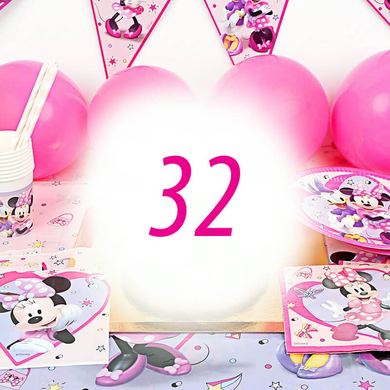Décorations de fête d'anniversaire sur le thème de Minnie Mouse