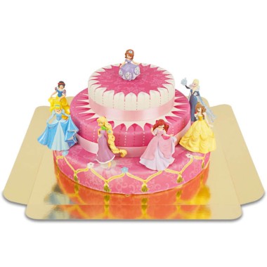 Les 7 princesses® en gâteau 3 étages avec rubans