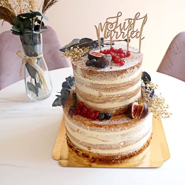 Gâteau de mariage 2 étages avec décorations & Topper - 30 personnes