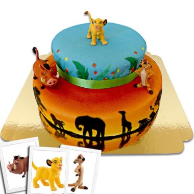 Simba®, Timon et Pumba® sur gâteau savane double-étage