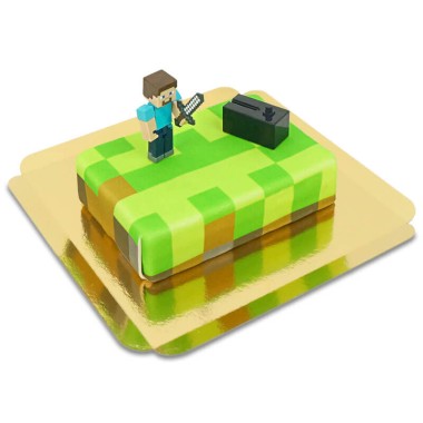 Figurines Minecraft® sur gâteau « monde des jeux »
