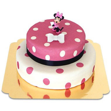 Minnie® la souris sur gâteau deux étages à pois