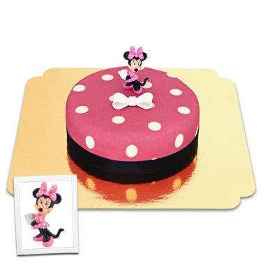 Minnie® sur gâteau rose à pois