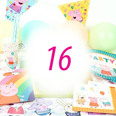 Kit de décorations "Peppa Pig" - 16 enfants (gâteau non inclu)
