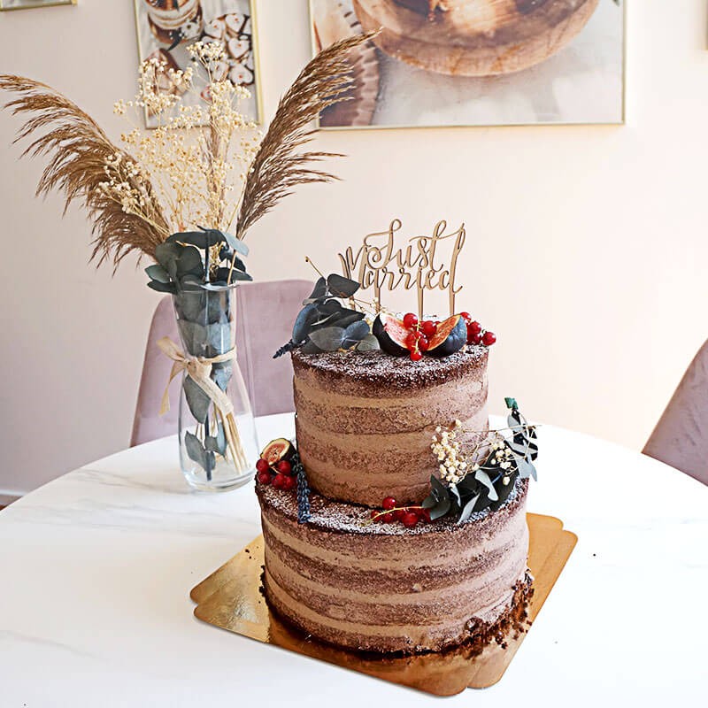 Gâteau de mariage 2 étages au chocolat avec décorations & Topper - pour 30 personnes