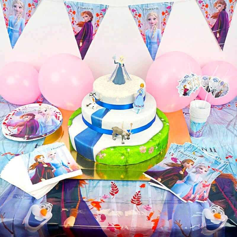 Décoration de gâteau de fête d'anniversaire Frozen pour enfants