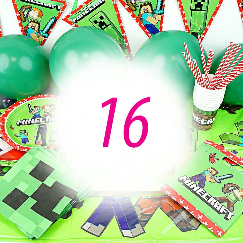 Kit anniversaire Minecraft® pour 16 personnes - sans gâteau