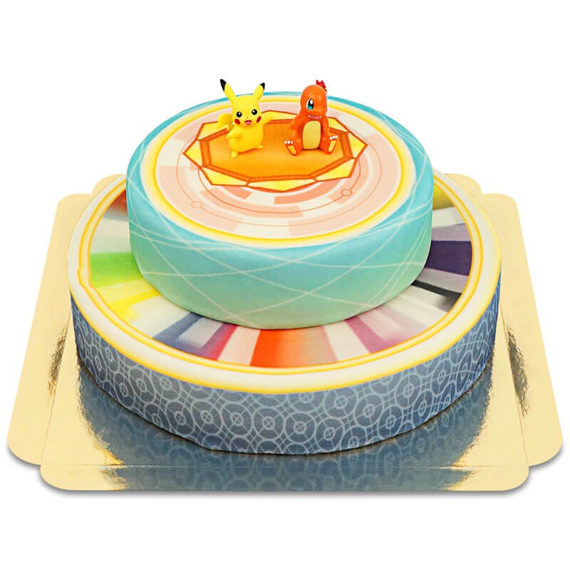 Figurine Pokémon® sur gâteau badge à 2 étages