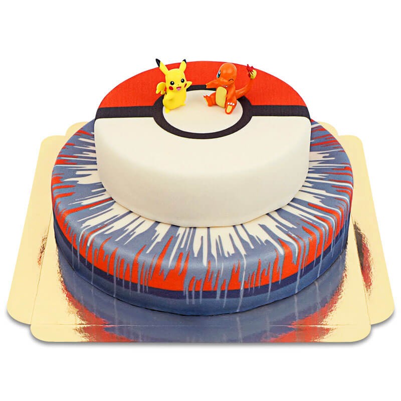 Gâteau balle de capture 2 étages avec figurine Pokémon®